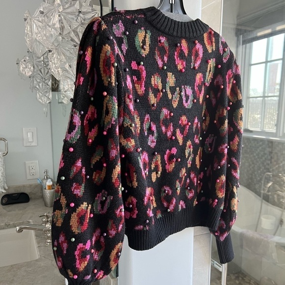 Farm Rio Beaded Leopard Pattern Sweater - Picture 11 of 13